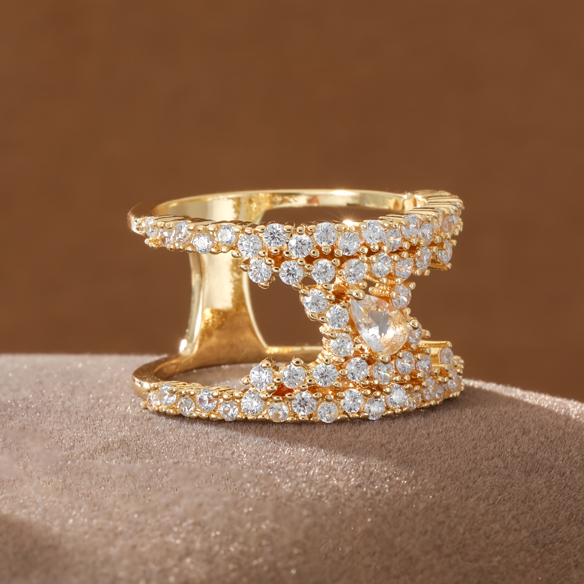 Retro Style Double Layer Stackable Water Drop Ring
